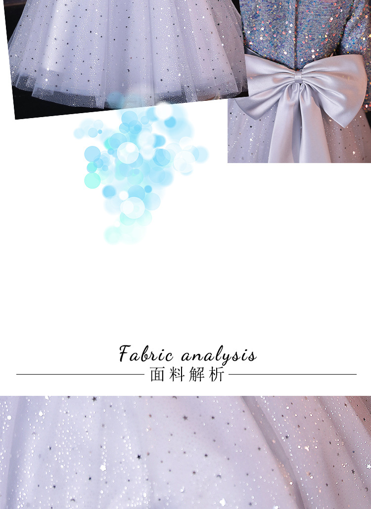 Mädchenkleid Langarm Blumenkind Prinzessin Kleid Kinder Host Klavierkleid High-End-Geburtstagsabendkleid Frühling Sommer – Detail 6