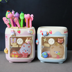 Cartoon Cute Pig Desk Organizer for Kids, Student Creative Desk Pen Holder and Stationery Storage Magic, Large Capacity Storage Box