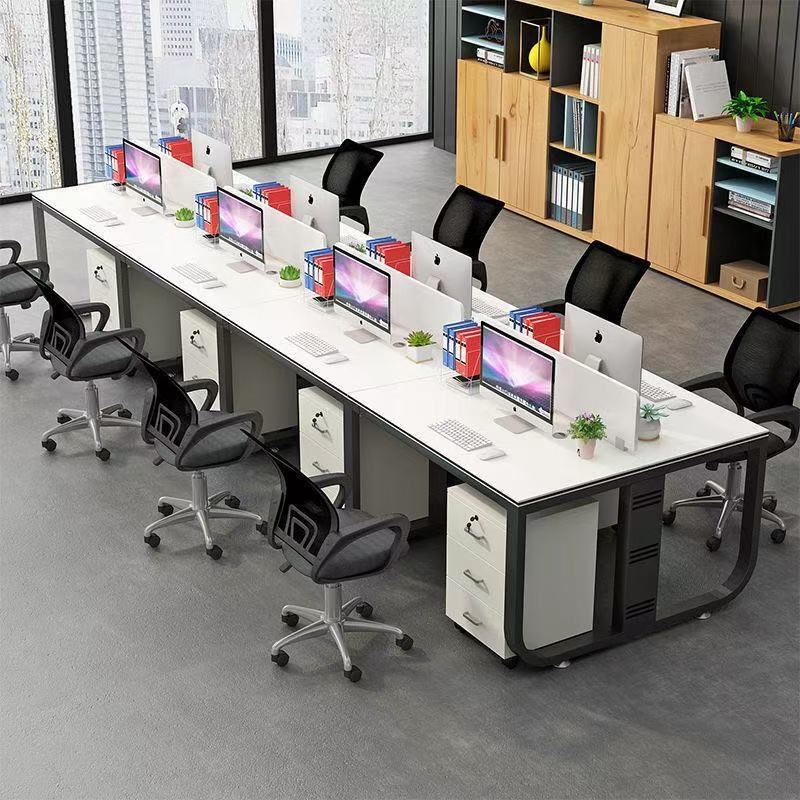 Modern Minimalist Office Desk and Chair, Multi-Person Workstation, Staff Computer Desk with Screen, Double Workstation, Office Employee Desk
