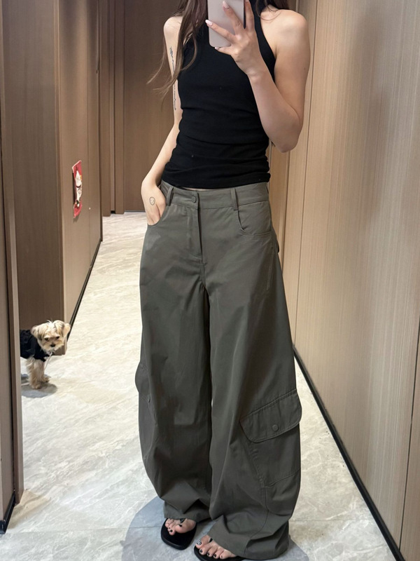 美式阔腿工装牛仔裤女秋冬牛仔阔腿裤女小个子裤子女高腰显瘦女款|undefined