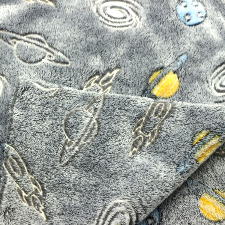 胶印法兰绒珊瑚绒面料3D荧光胶浆印花法莱绒288F布料暖绒