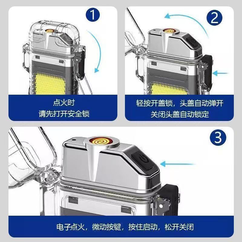 多功能钥匙扣灯照明电热丝打火机随身照明灯工作灯强光手电筒|undefined