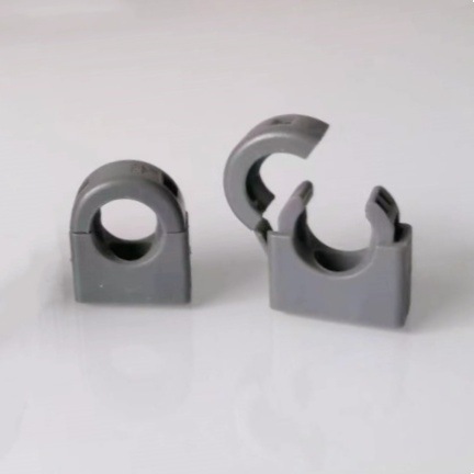 灰色/黑色 AD15.8波纹管圆形固定支架 尼龙一体带盖固定座 抗拉拽