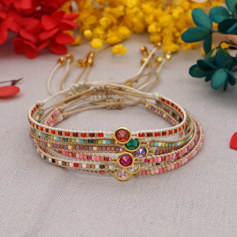 Niche Design Fashion Simple Miyuki Rice Beads Hand-woven Diamond-studded Friendship Rope Small Bracelet display picture 3