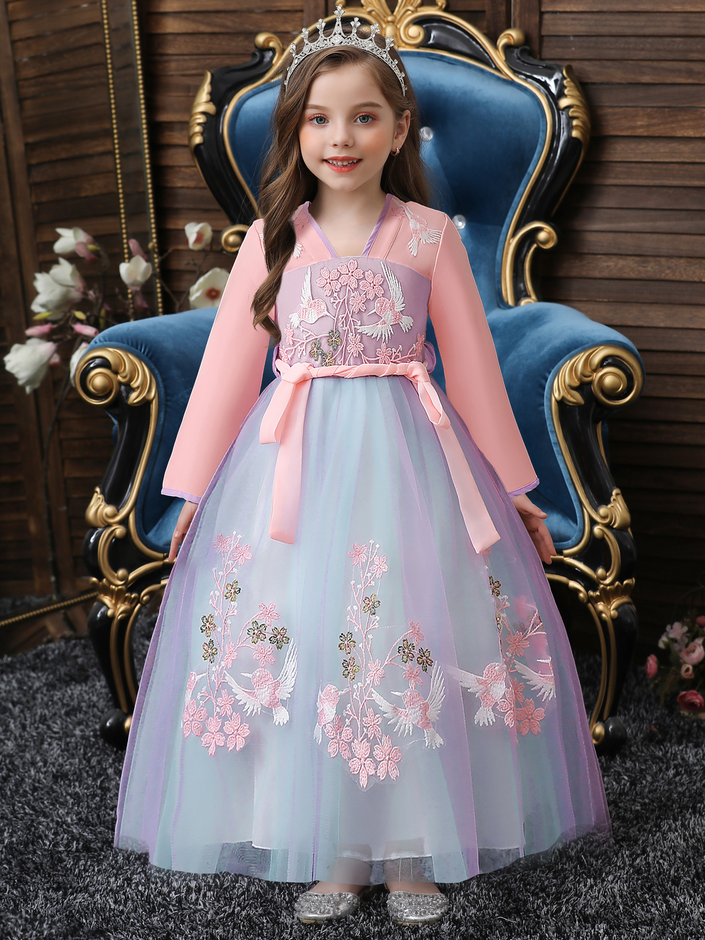 Primavera hanfu niñas nueva Tang Bordado DE LOS NIÑOS traje antiguo Super Hada estilo chino falda 1861