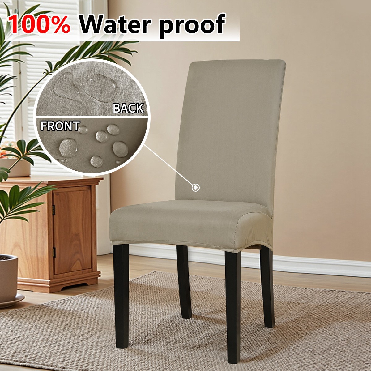 Funda de silla impermeable de seda de leche elástica transfronteriza, cubierta de funda de silla de hotel a prueba de polvo con todo incluido, emisión en stock de TEMU