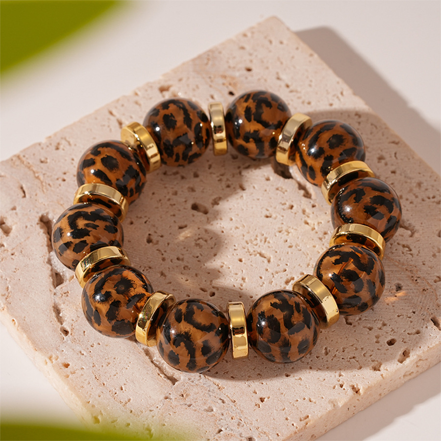 Alloy Material Leopard Pattern Retro Leopard Alloy Beaded Chain Beaded Bracelets Wholesale