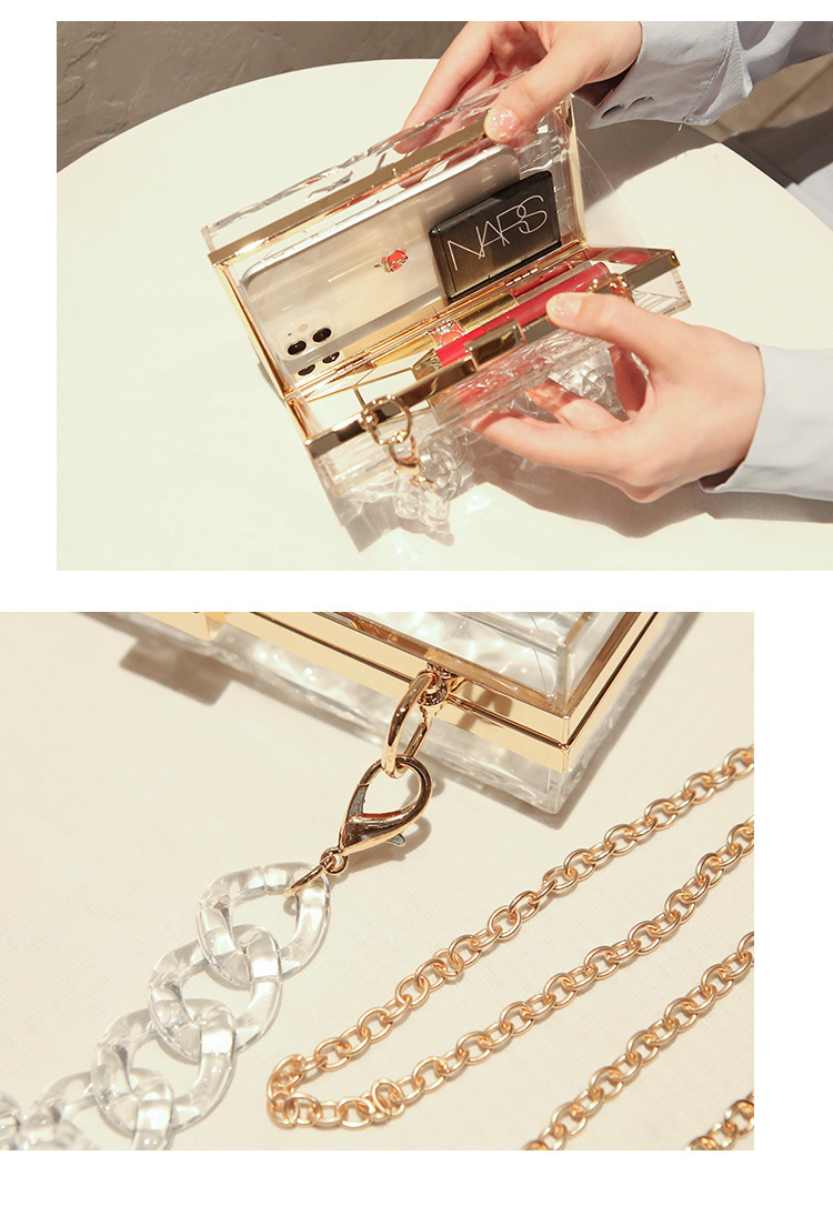 Abs Solid Color Square Evening Bags display picture 2