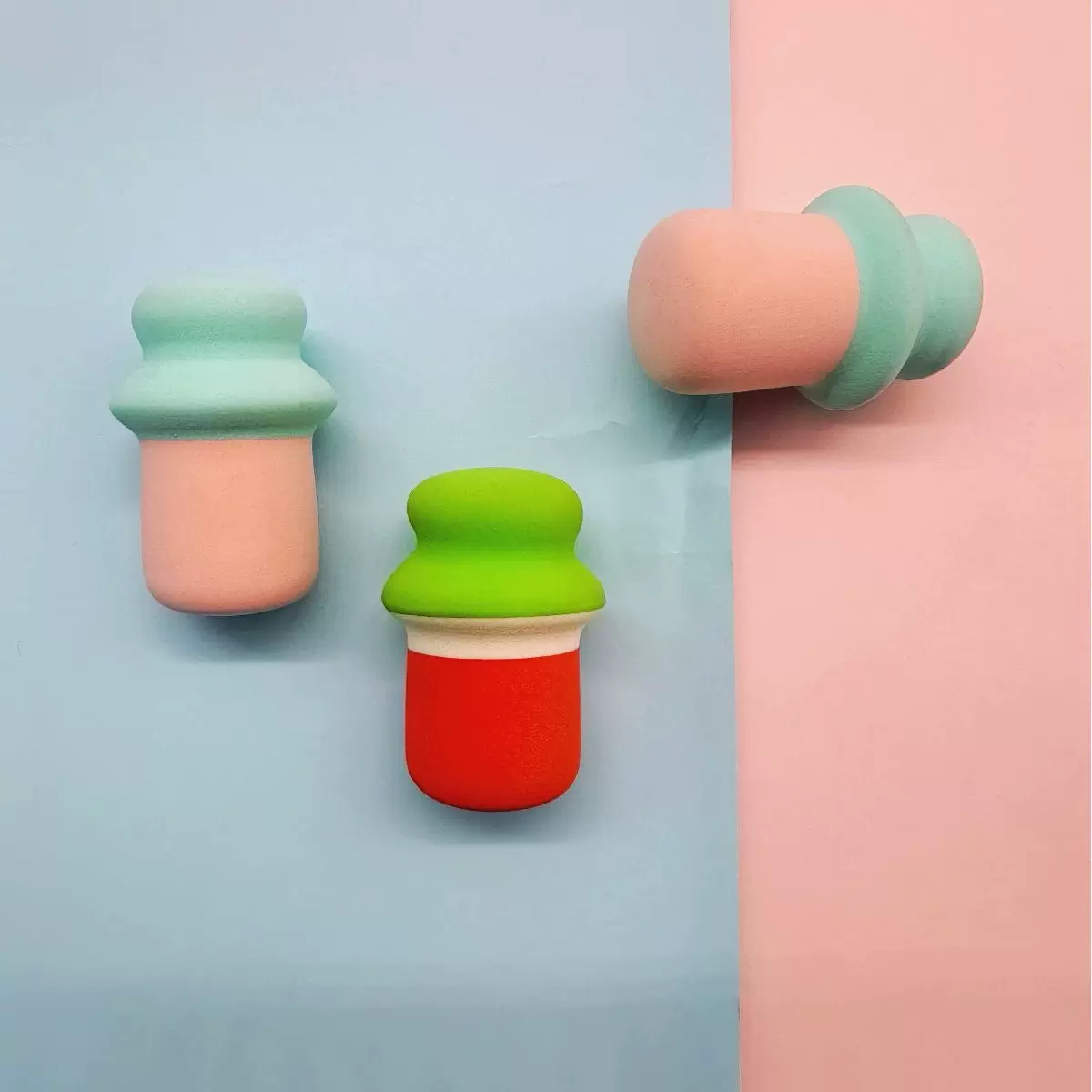 创意瓶子形状异形美妆蛋印章拼色拼接不吃粉柔软粉扑化妆工具