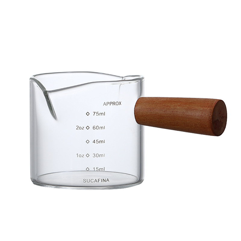 Procesamiento personalizado de café japonés leche de madera de vidrio leche de madera con escala mini leche de leche condimento jugo lata de leche