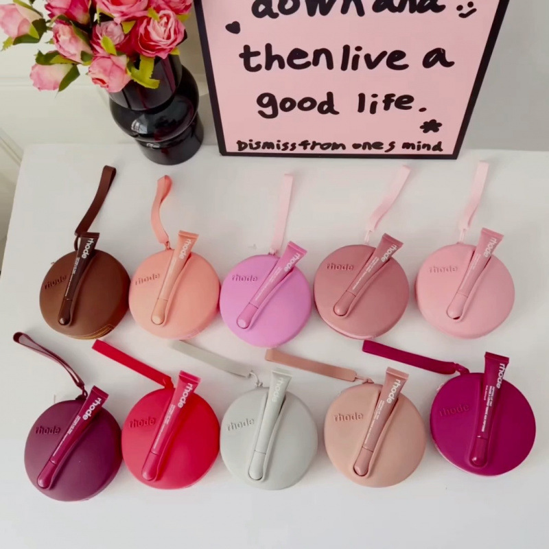 Makup bag Rhode lápiz labial esmalte de labios bolsa de cosméticos bolsa cuadrada bolsa de almacenamiento de silicona bolsa de cosméticos Haili