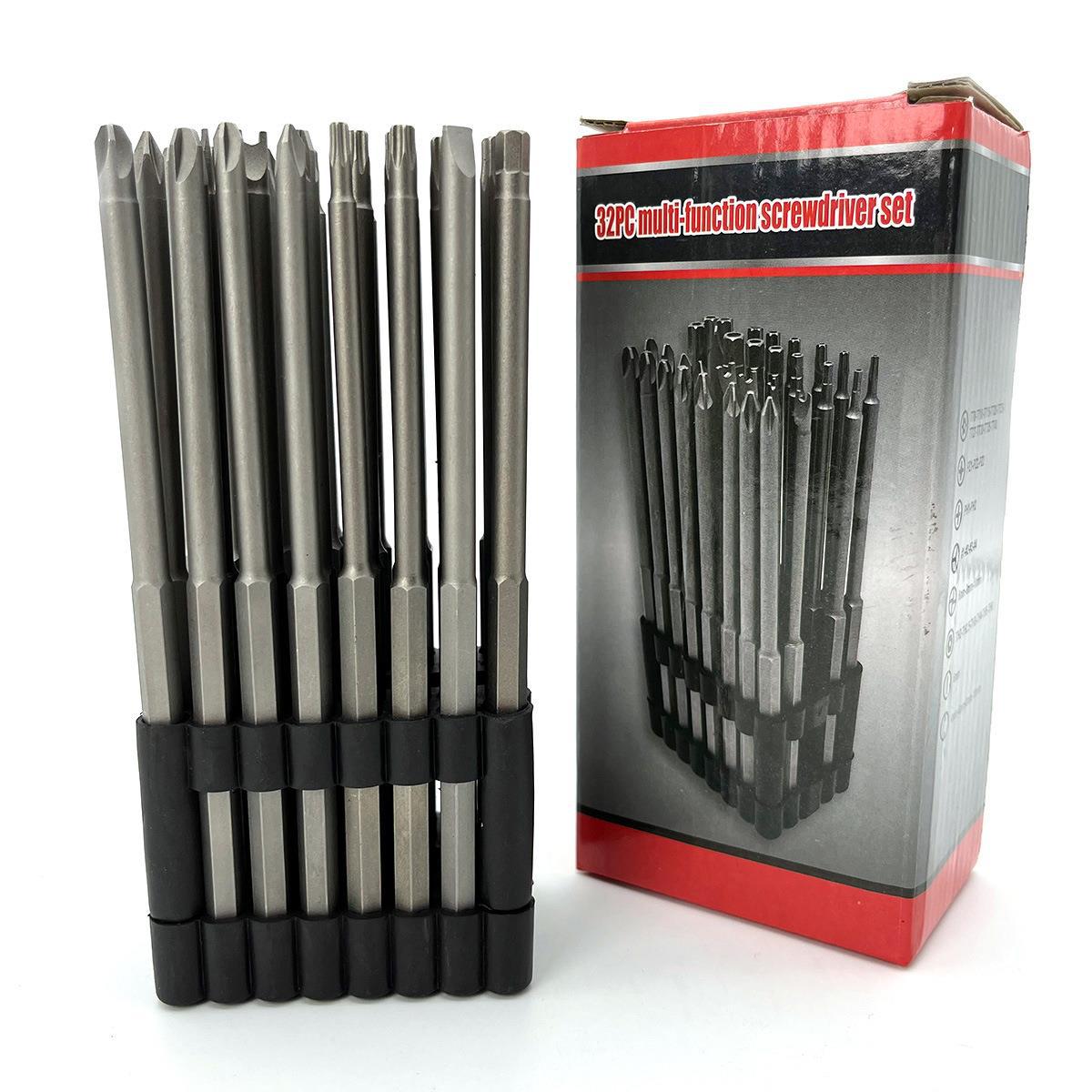 外贸爆款32件套加长批头组套电钻螺丝刀批头异形六角十字一字批头