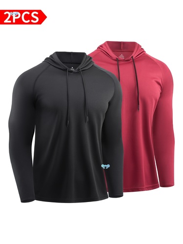 A Set of Two Men's Hooded Sweatshirts Featuring Quick Dry