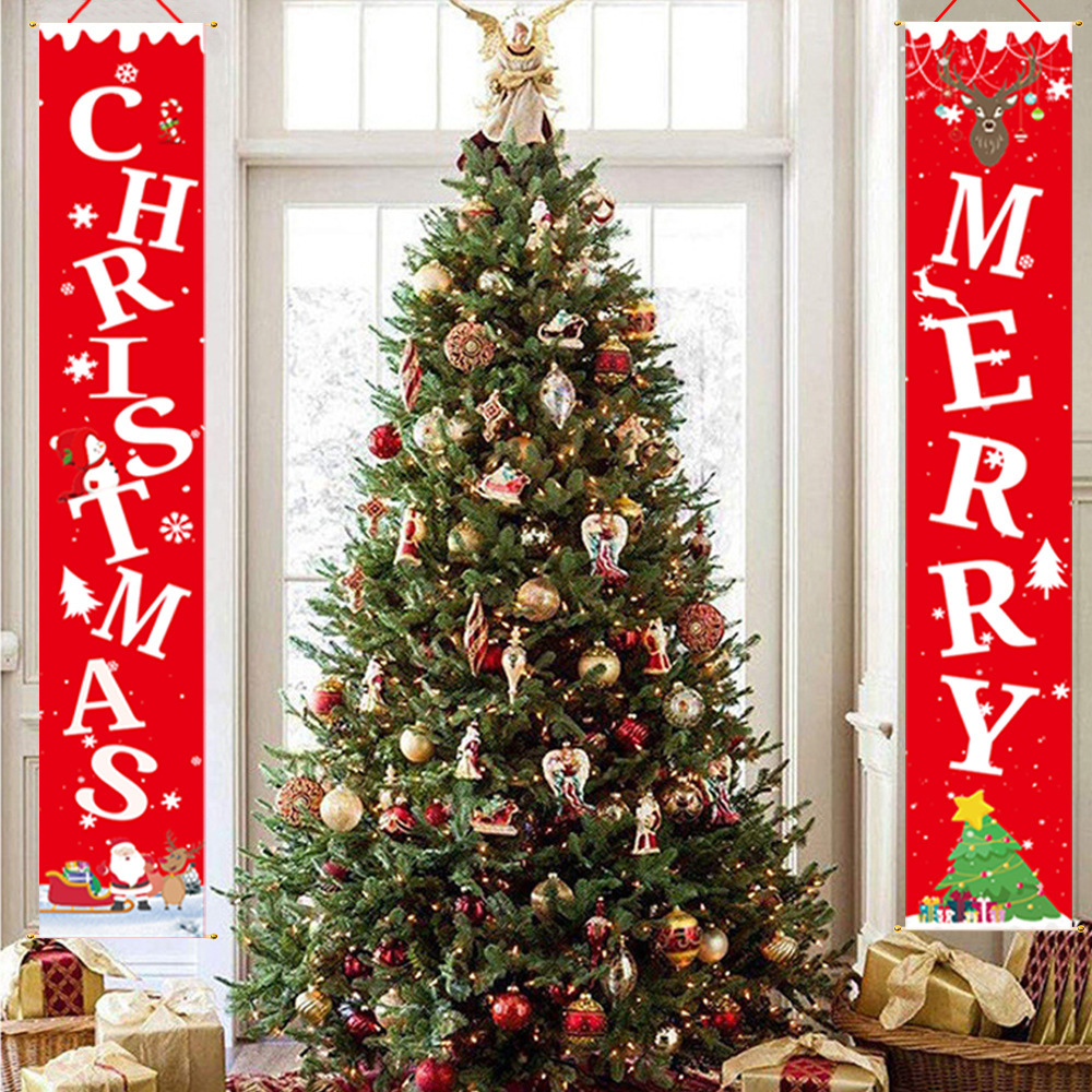 Christmas New Non-woven Christmas Couplet Christmas Banner Party Decoration Door Curtain Flag Holiday Decoration_voghion.com