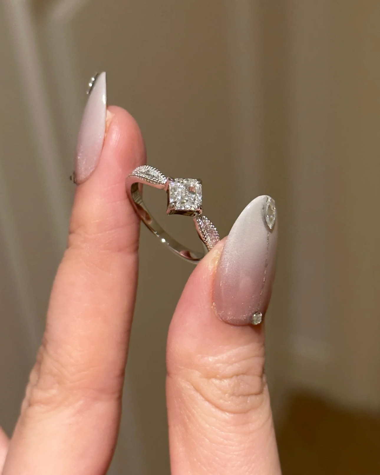 Nw Vintag Brushd Princss Cut Diamond Ring For Womn, Rtro High-End Squar Ring, Light Luxury Nich Dsign,_voghion.com