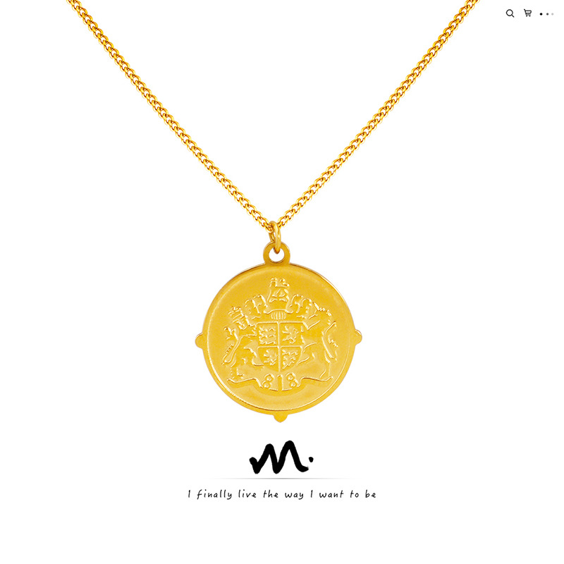 Thai ethnic design sense niche titanium steel gold jewelry clavicle chain lucky amulet pattern necklace_voghion.com