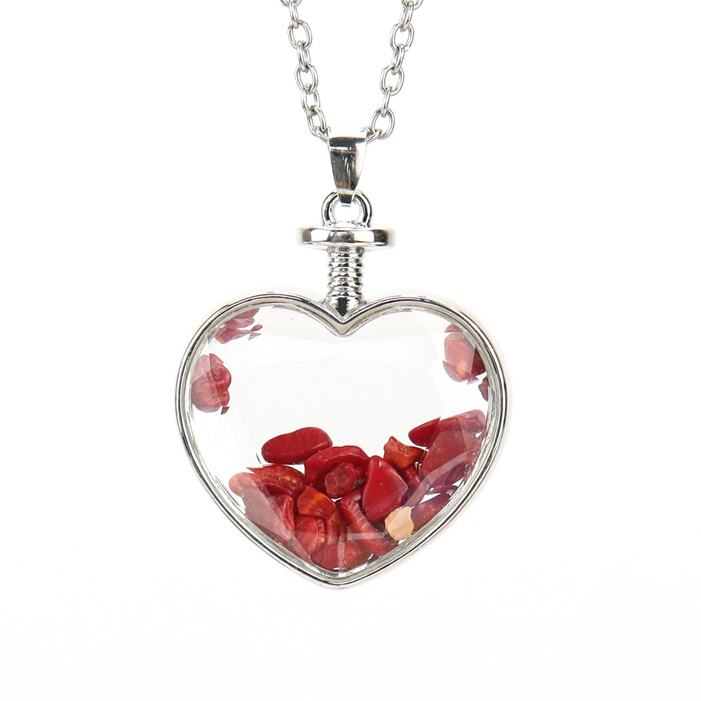 Simple Style Heart Shape Natural Stone Plating Pendant Necklace display picture 3
