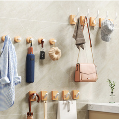 免打孔實木掛鈎原木風掛衣鈎衛生間門後粘鈎衣鈎掛鈎浴室廚房掛鈎