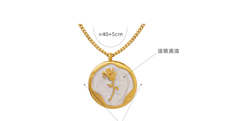 Retro Flower Titanium Steel Plating Pendant Necklace 1 Piece