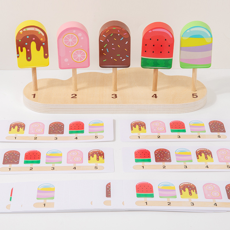 Juguetes de madera para niños Lollipop helado barra de helado pensamiento lógico padres e hijos jugar regalos interactivos