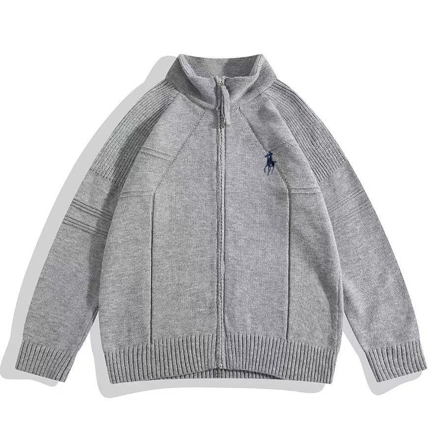 Explosiones transfronterizas de tamaño europeo de montar marca bordada doble cremallera jersey suéter cardigan chaqueta fábrica al por mayor