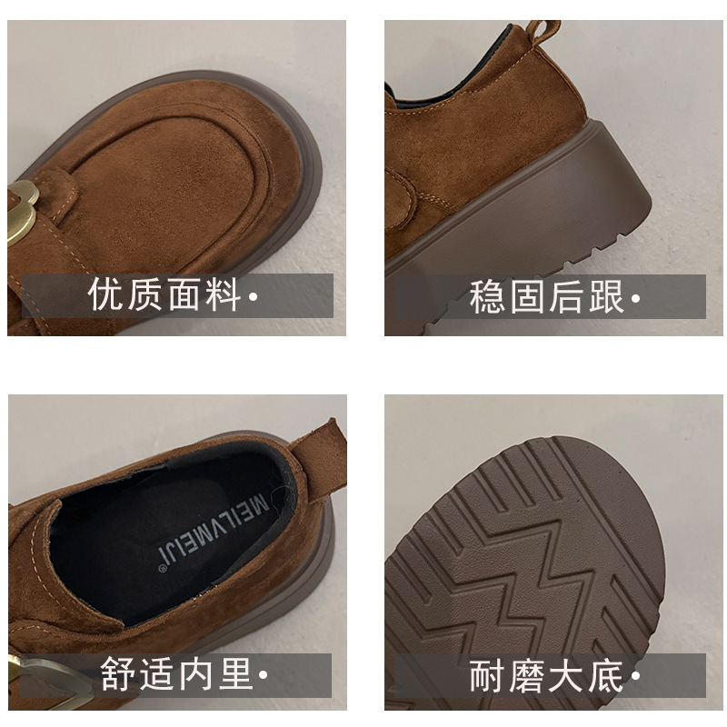 简约风厚底增高乐福鞋女2025秋新款一脚蹬百搭英伦风小众设计单鞋|undefined