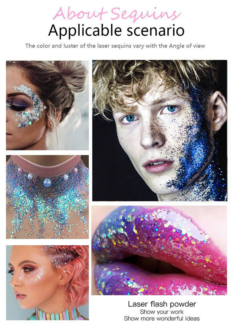 MAGIC CASA Mermaid Scale Sequin Gel Facial Body Lip Sequin Eyeshadow Dazzling Polarized Stage Makeup details Picture