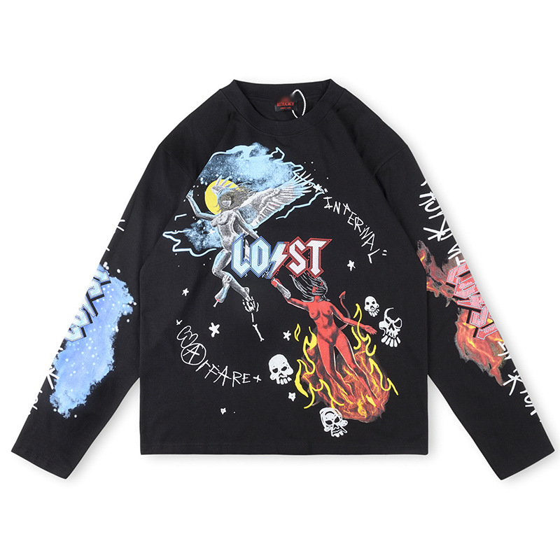 外国貿易卸売 LOST INTRICACY メンズとレディースの純綿長袖 T シャツヨーロッパとアメリカのトレンド|undefined