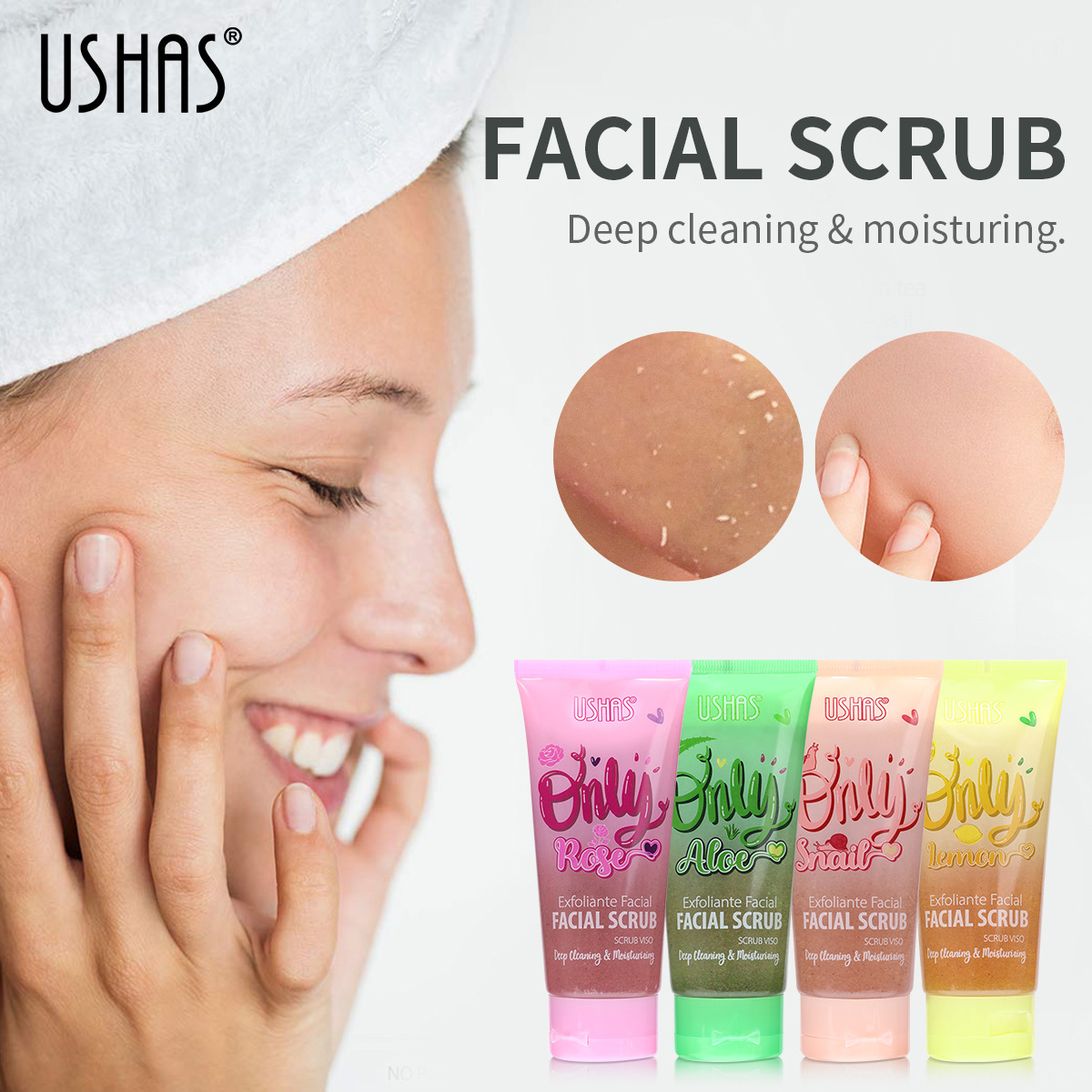 Exfoliante corporal de frutas USHAS, éxito de ventas transfronterizo, para masaje, limpieza de la piel y cuidado, sal de baño HA343