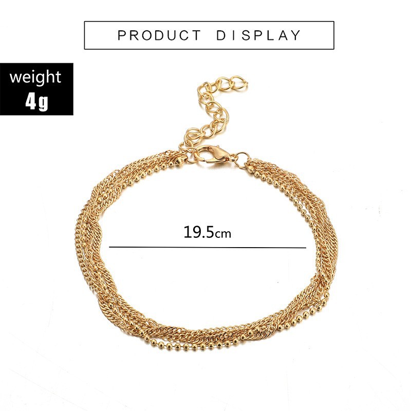 New Fashion Natural Simple Chain Round Beads Multi-layer Alloy Anklet Foot Ornaments display picture 1