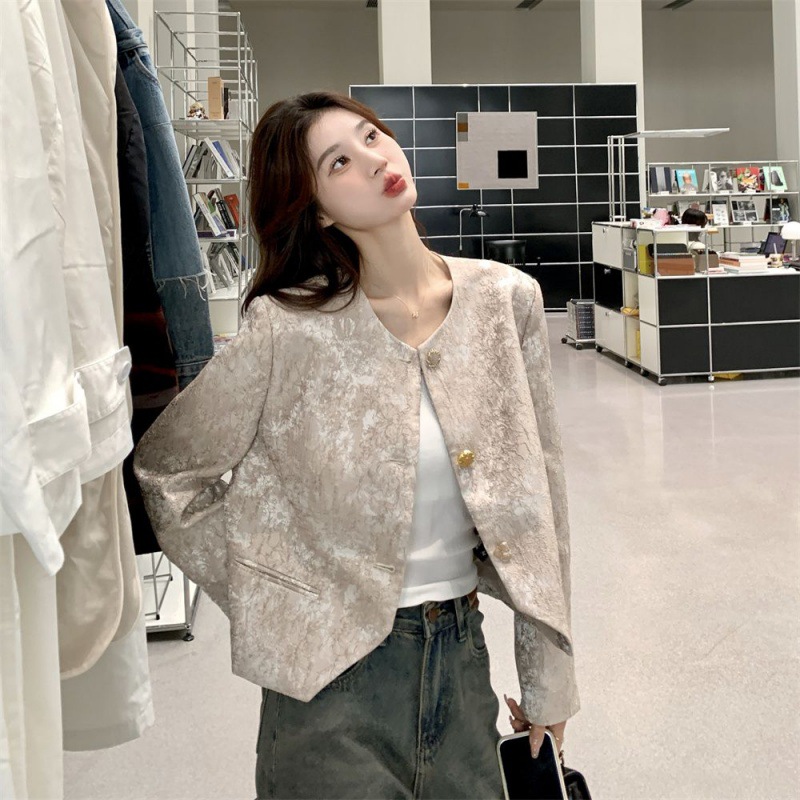 Chinese jacquard style jacket design 2025 spring and autumn new French retro temperament high-end short top