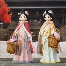 创意可爱古风提篮少女汉服宫廷摆件家居装饰工艺品学生生日礼物