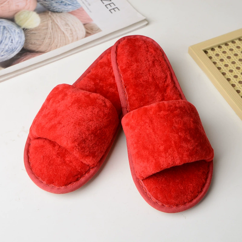 Женская домашняя обувь из Овцы и меха Модные тапочки Осенне-зимние хлопковые тапочки