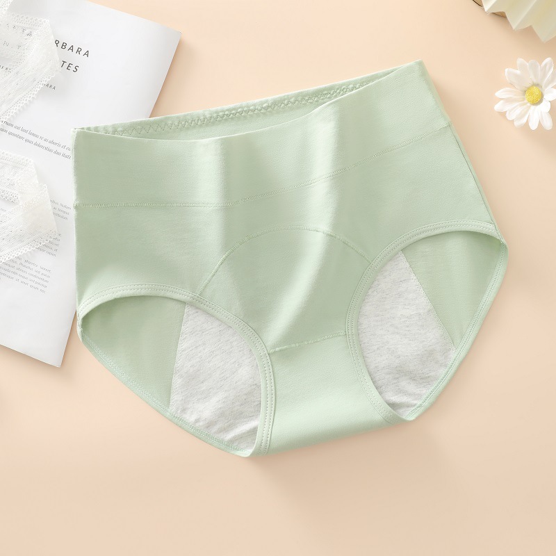 Período fisiológico ropa interior entrepierna de algodón de las mujeres cintura alta pantalones cortos de niña Tía grande período menstrual ropa interior tía a prueba de fugas
