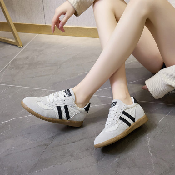 2025 New Genuine Leather Mesh Shoes Women's Korean Style Casual sneaker Women's Thick Sole Heightened Forrest Gump Sneakers for Women