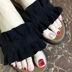 Winter Whitening Nail Art Sheet Wholesale Glitter Nail Stickers Burgundy Silver Thread Toe Nail Stickers