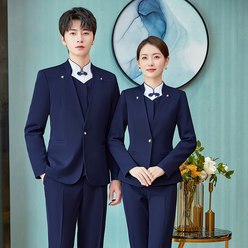 Hotel Reception Work Clothes Business Wear Same Style for Men and Women Sales Department Catering Attendant Autumn and Winter Long Sleeve Suit