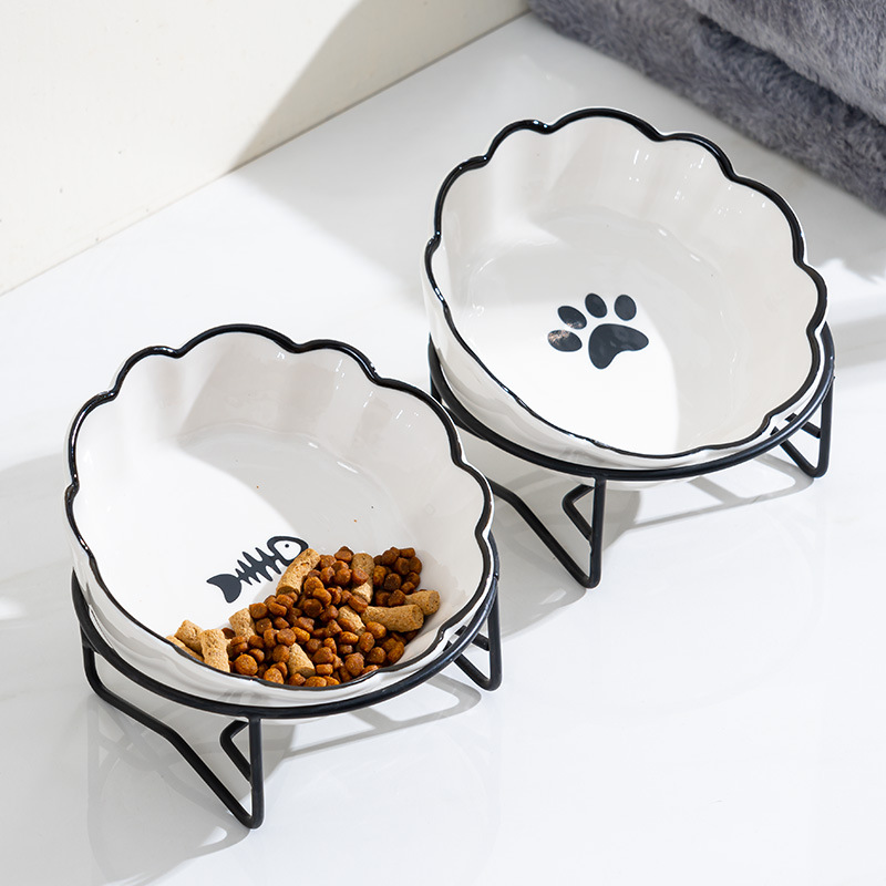 높은 발 고양이 그릇 개 그릇 보호 자궁 경부 세라믹 고양이 음식 식사 그릇 애완 동물 식탁 개 음식 그릇 개 분지 애완 동물 용품