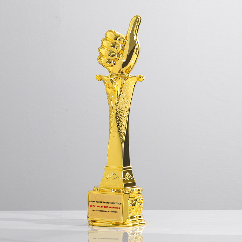 Trofeo de cristal de resina creativo, premios de producción, premios de competición deportiva de gran venta, recuerdos de reuniones anuales de empresa chapados en oro