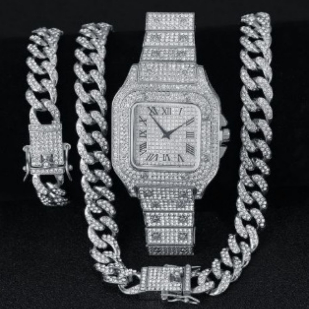 square swiss watch hip-hop style