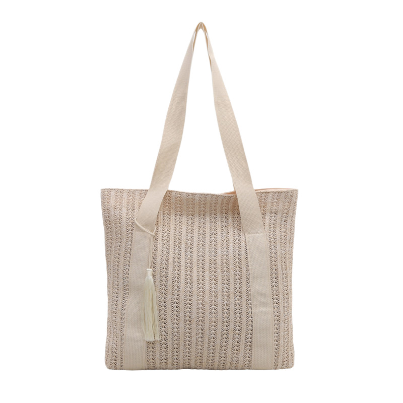 Bolsa de tejido de hombro, bolso de paja de gran capacidad, bolso de verano, nuevo tipo de bolso de hombro casual de mujer.
