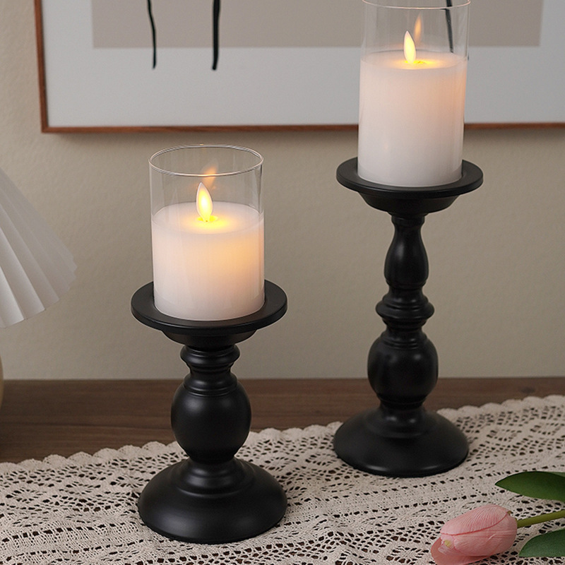 Vintage candle iron candlestick decoration dining table atmosphere romantic decoration aromatherapy candle pedestal Roman column candlestick