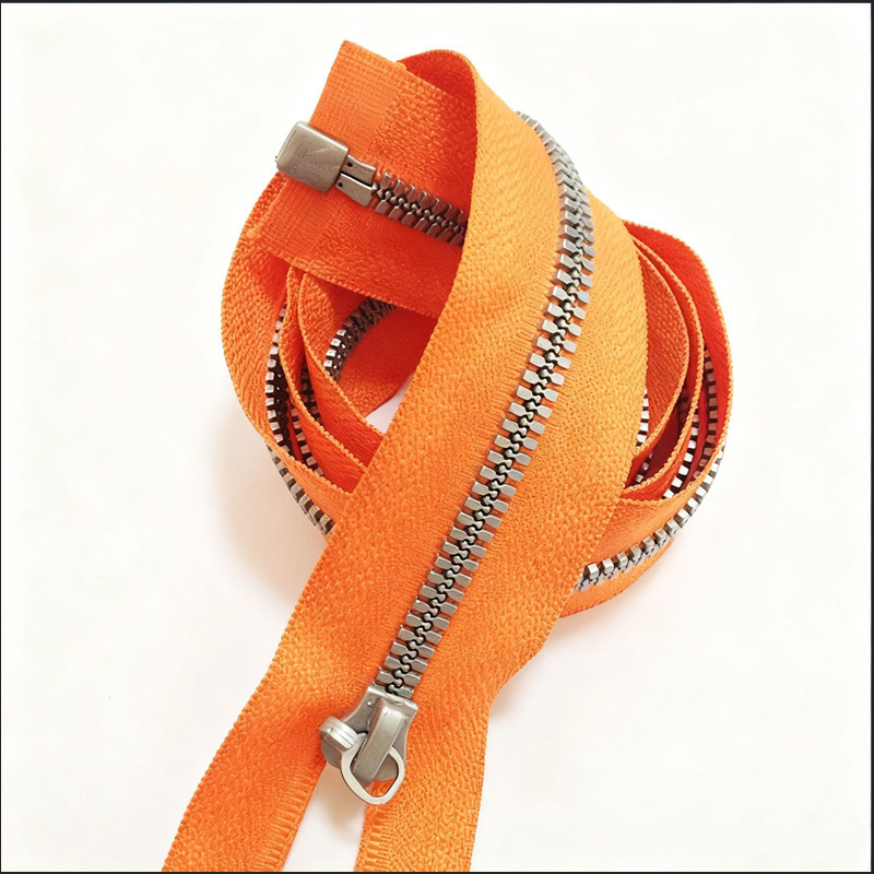 桔色5号树脂开口拉链 银色牙齿玉米牙