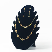 黑色植绒叶子型项链展示架首饰架带耳钉孔金臻牌高级感首饰架