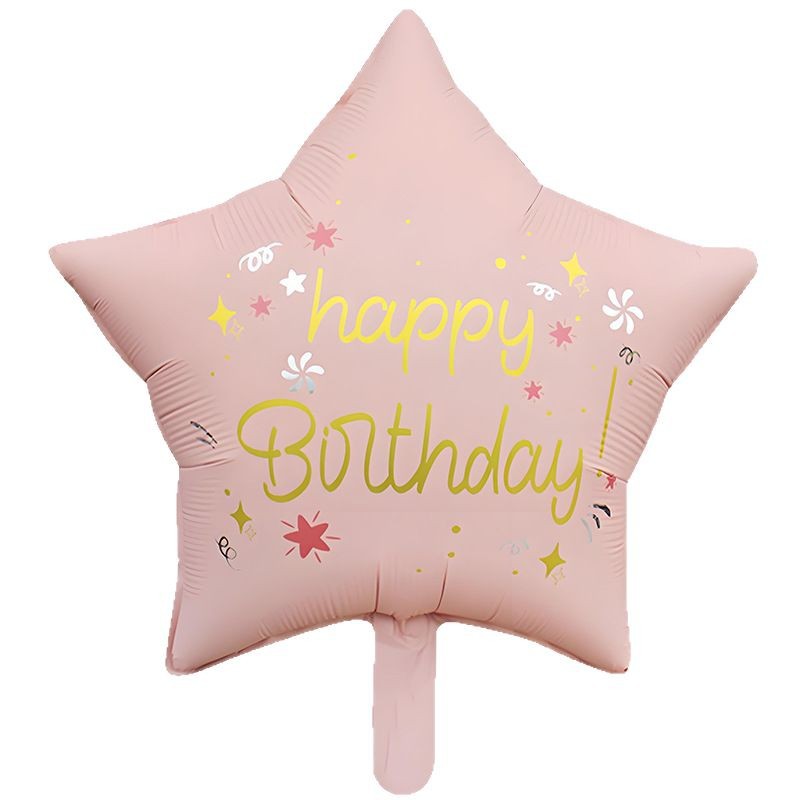 Nueva estrella de cinco puntas mate color retro feliz cumpleaños película de aluminio globo fiesta de cumpleaños decoración de escena globo al por mayor