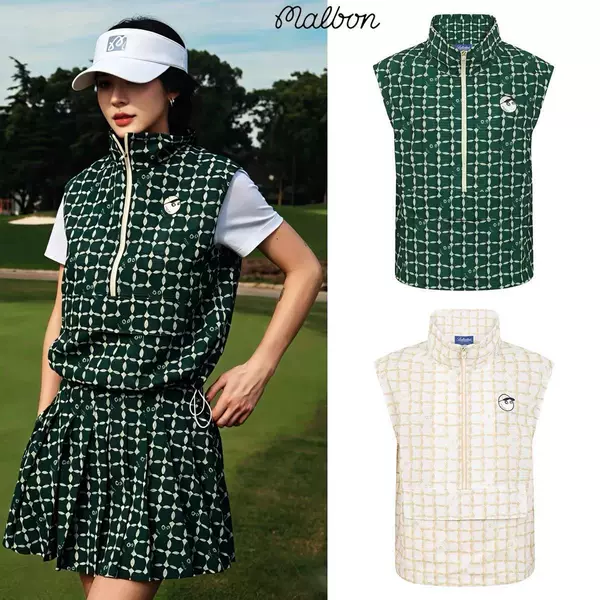 Korean MALBON golf women's summer sports thin lightweight breathable half-zip sleeveless vest