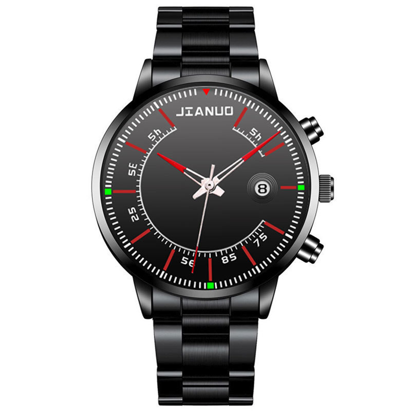 Reloj de correa de acero de negocios para hombres de comercio exterior Escala de moda con calendario reloj de cuarzo de aleación reloj de oro grande creativo de moda coreana