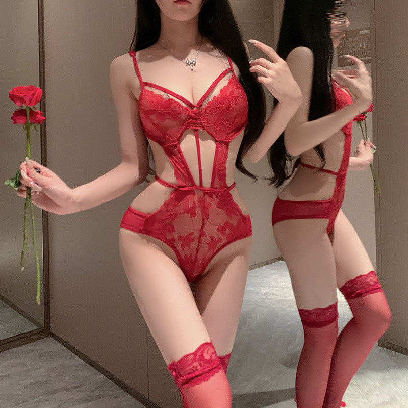 섹시 퓨어 섹스 란제리 점보 여성용 숨겨진 버클 오프닝 레이스 유혹 파자마 오프 유니폼 1061
