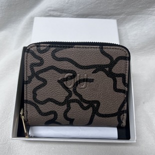 tou bear printed zipper bag small wallet men's and women's hand short coin purse with box short wallet