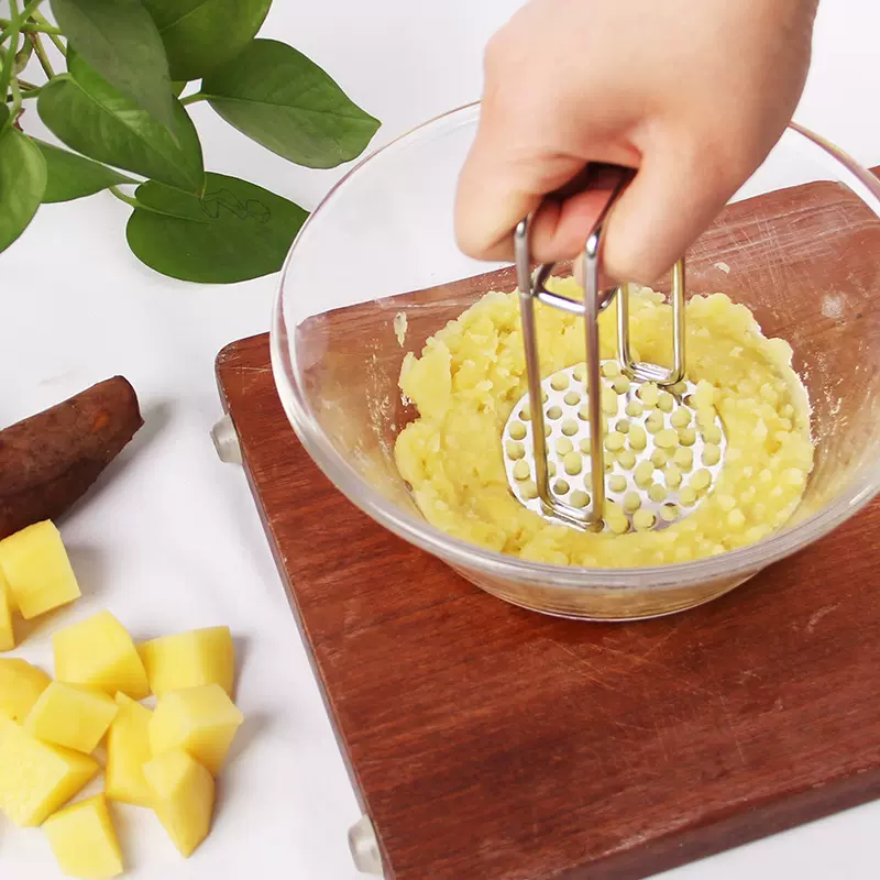 定制304不锈钢手动土豆泥压泥器蒜泥器工具捣碎器剥蒜压蒜拍蒜